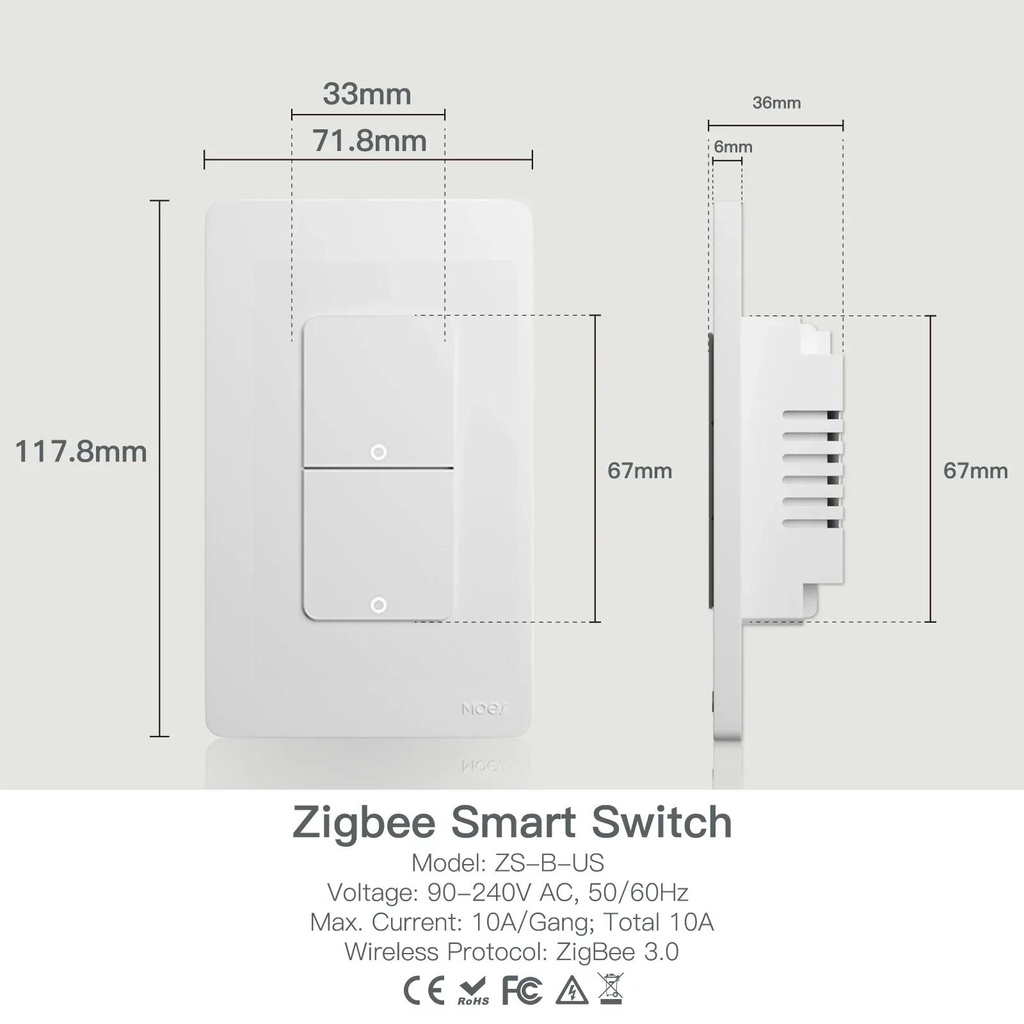 Công Tắc Cơ Thông Minh 1 Nút Zigbee